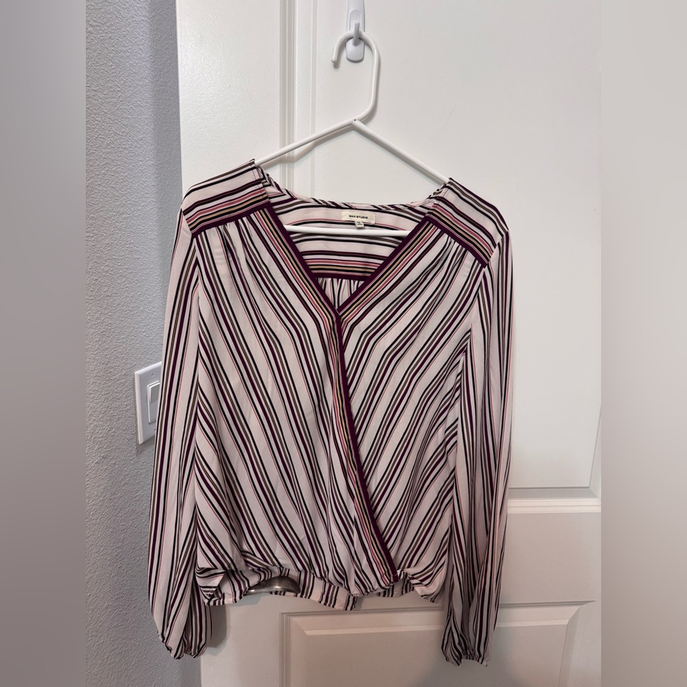 Women’s Max Studio Burgundy Striped Blouse